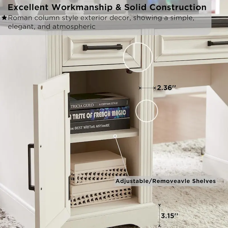 Farmhouse Computer Desk with Hutch,Office Desk with Charging Station