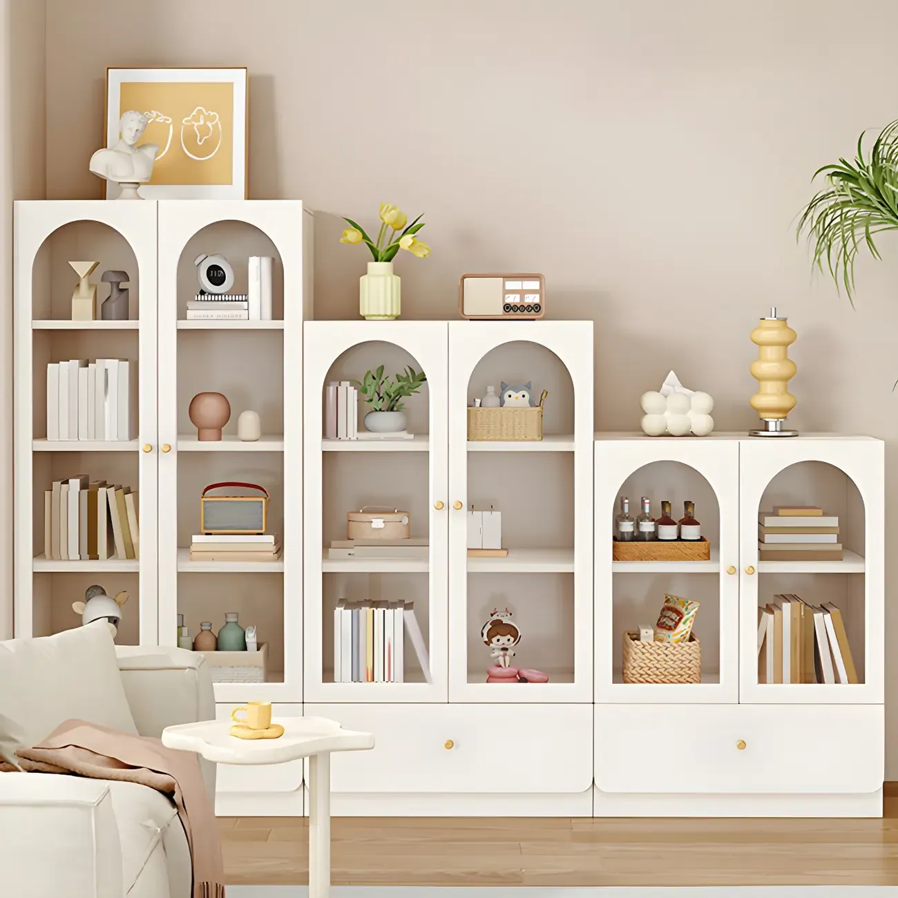 Modern White Wood Storage Bookcase Display Unit