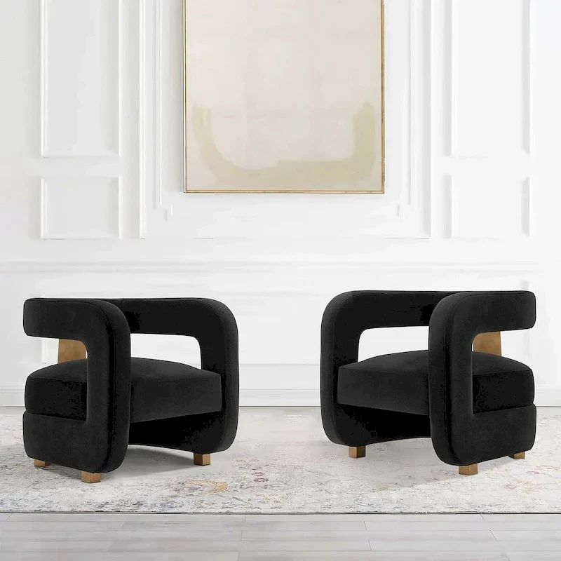 Velvet lounge chair two-piece set