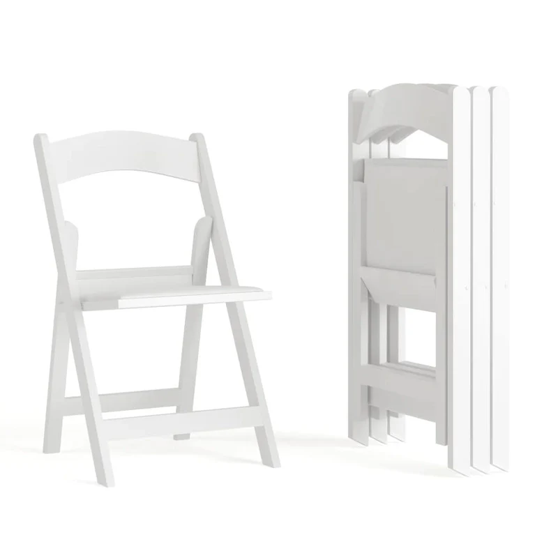 Lightweight Resin Folding Chairs with Vinyl Seats (Set of 4)