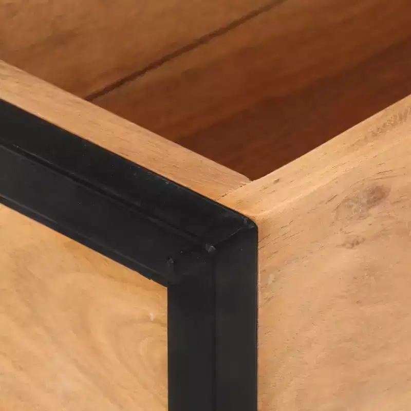 vidaXL Planter Natural wood with black metal frame