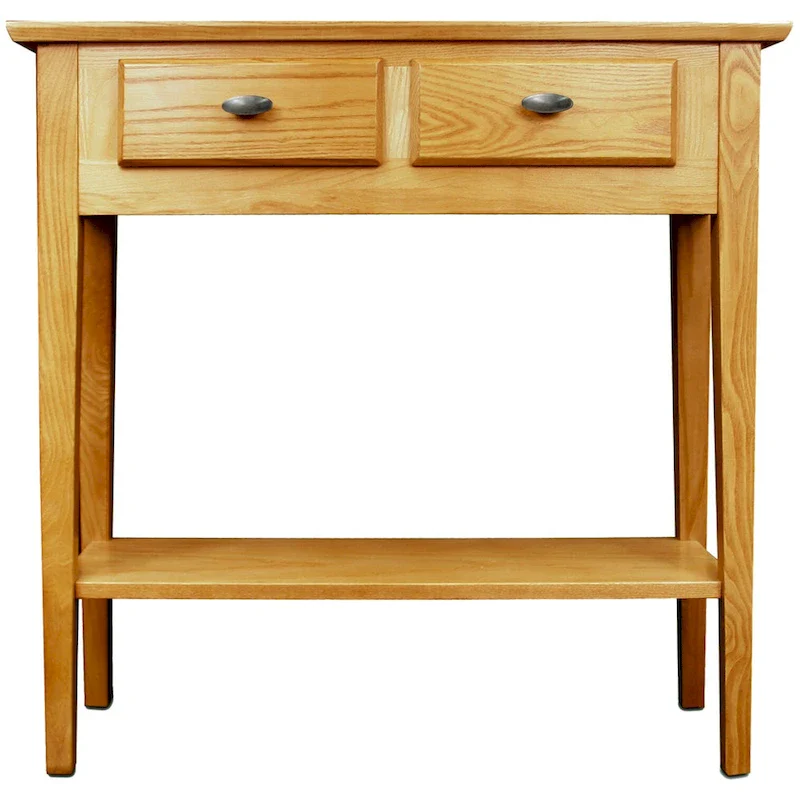 Solid Ash Wood Console Table with 2 Drawers & Open Shelf – 2 Finishes