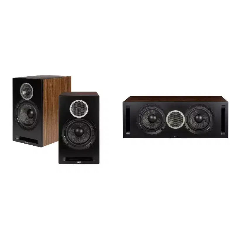 Elac DBR62-BK - Debut Reference 6.5 Bookshelf Speakers - Black, Pair and Elac DCR52-BK - Debut Reference 5.25 Center Speaker - Black