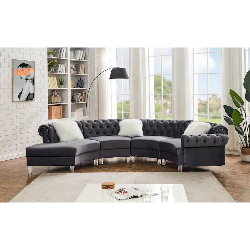 138.6 Velvet curved sofa Symmetrical Modular Sectional
