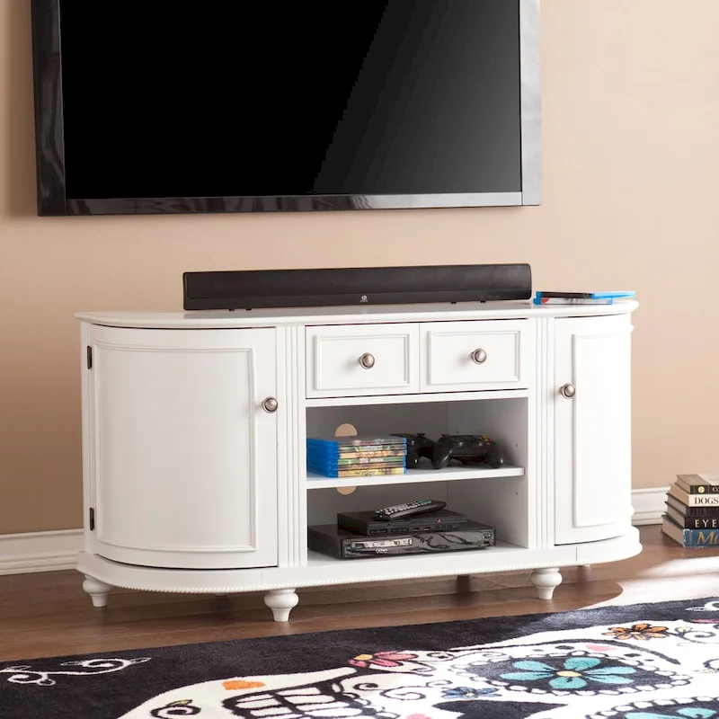 SEI Furniture Wells Modern Farmhouse White Media TV Stand for TV's up to 46