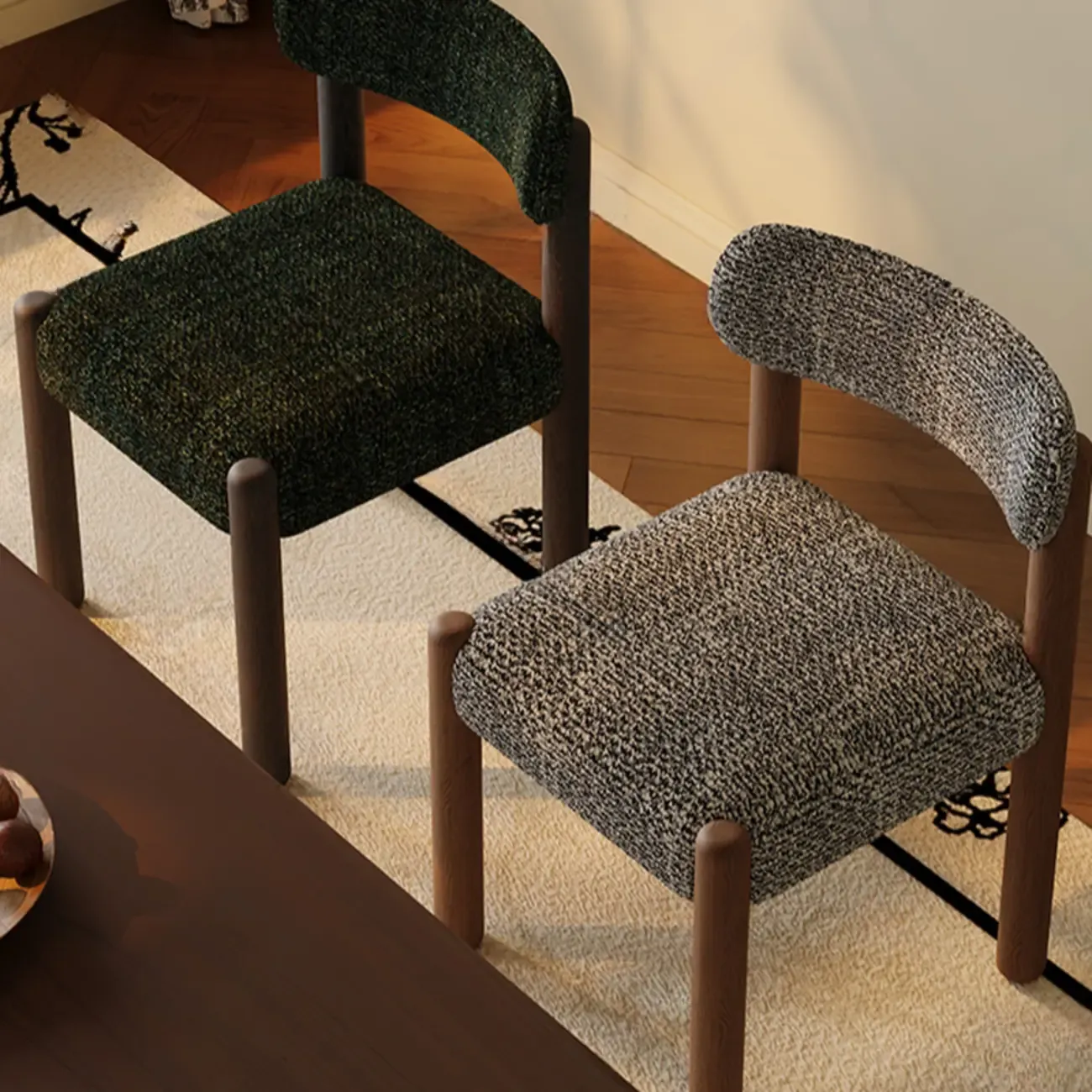 Modern Upholstered Fabric Wood Dining Chair