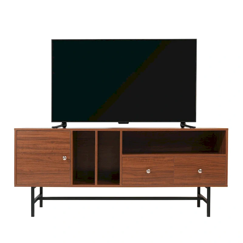 Rochester 2-Drawer 4-Shelf TV Stand Credenza with Iron Legs