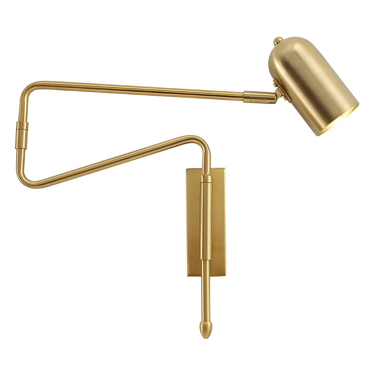 Modern Brass Black Adjustable Swing Arm Wall Light
