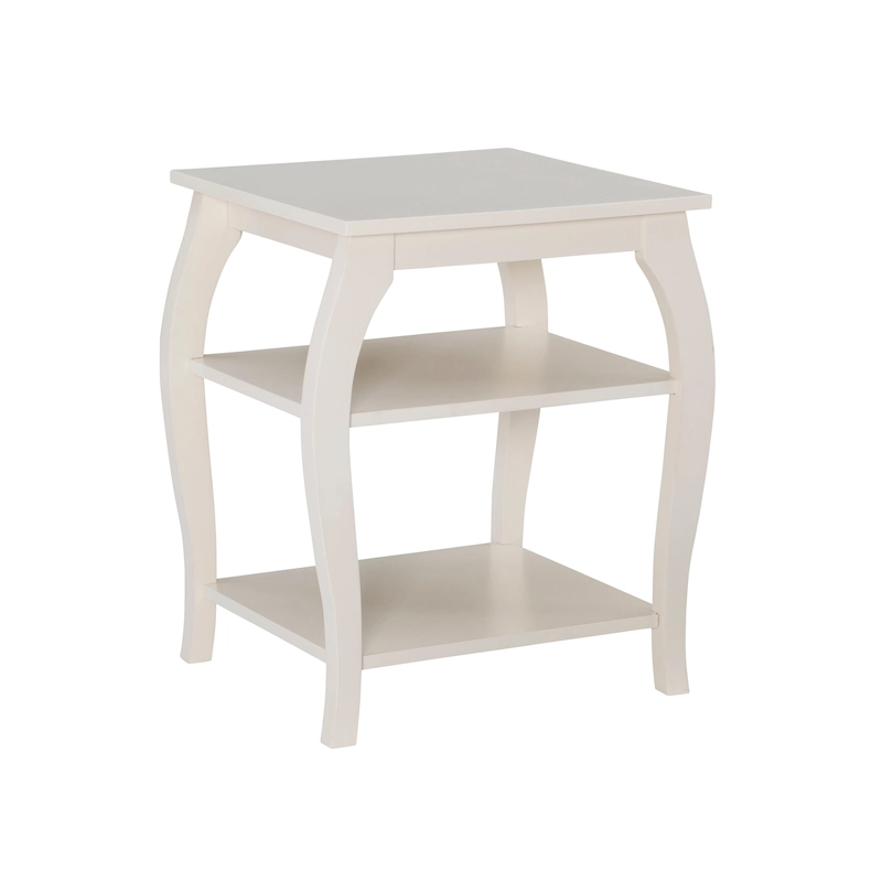 Ingrid Wood Farmhouse Side Table with 2 Shelves