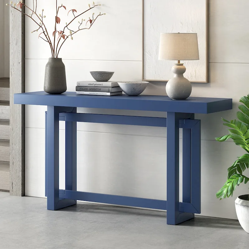 Console Table with Industrial-inspired Concrete Wood Top