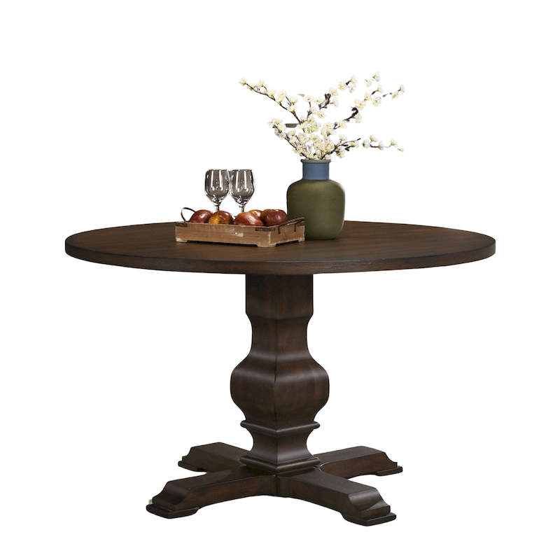 Roundhill Furniture Havre Pedestal Base Round Dining Table - N/A
