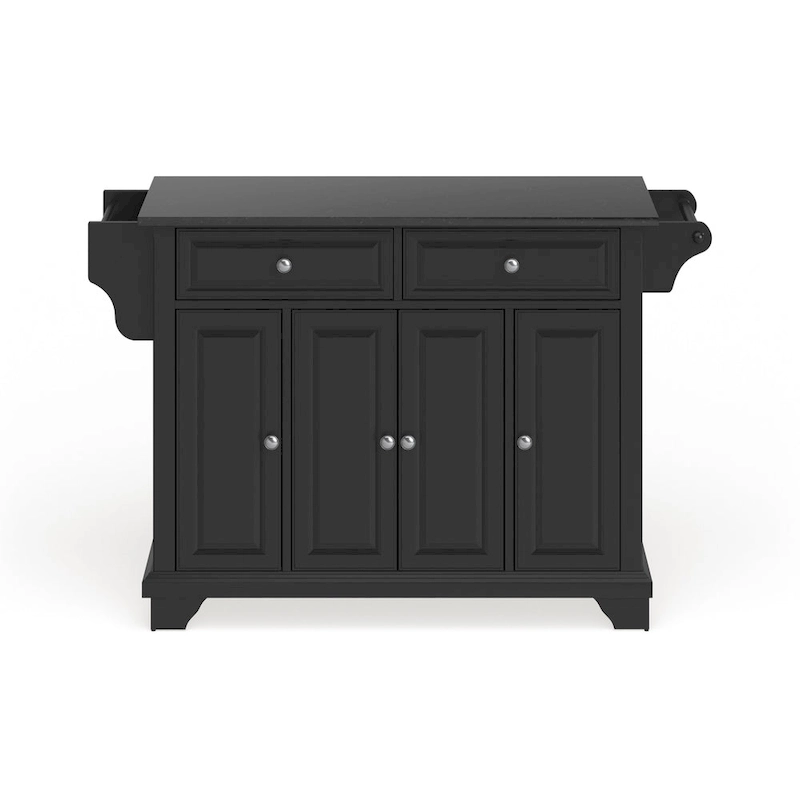 Crosley Lafayette Granite Top Kitchen Island in Black Finish - 51.5W x 18D x 36H