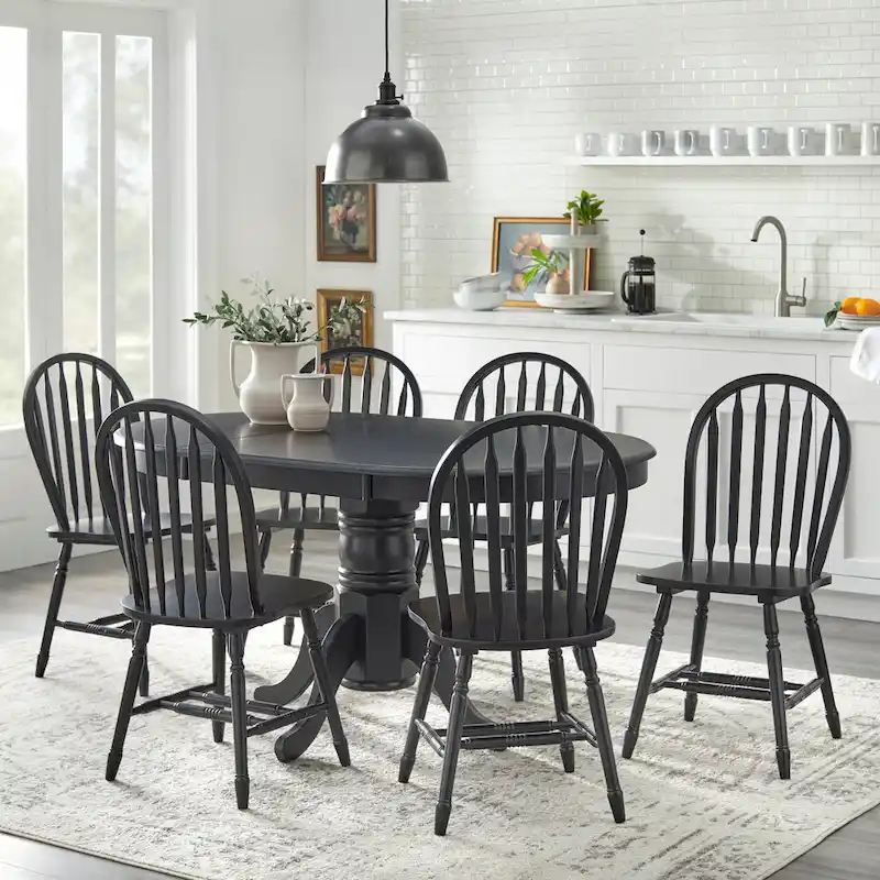 Carolina 7-piece Farmhouse Solid Wood Dining Set with Leaf