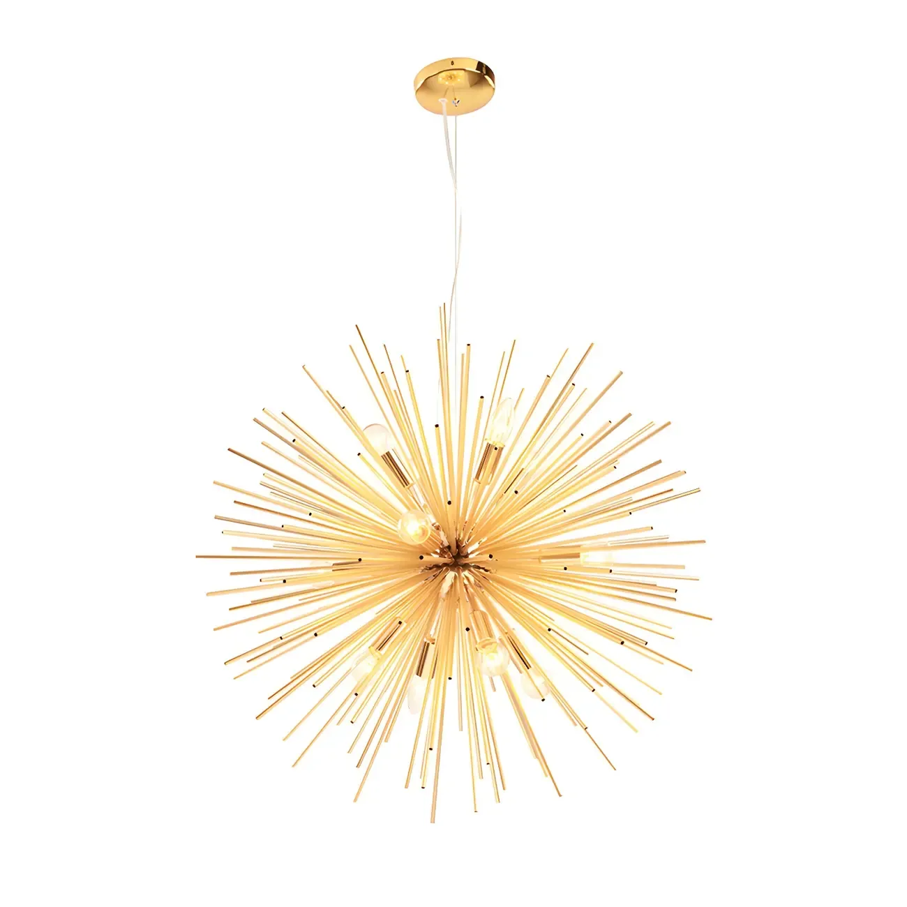 Modern Metal Round Gold Starburst Chandelier
