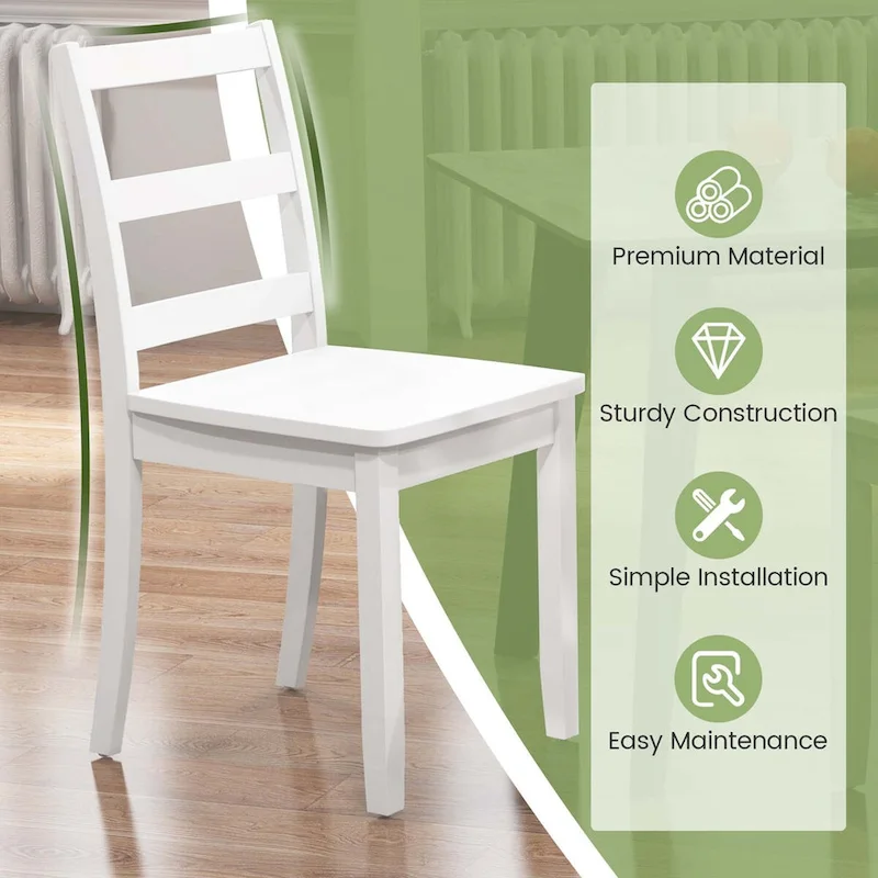 Costway 5 PCS Dining Set Modern Rectangle Table & 4 Rubber Wood Chairs