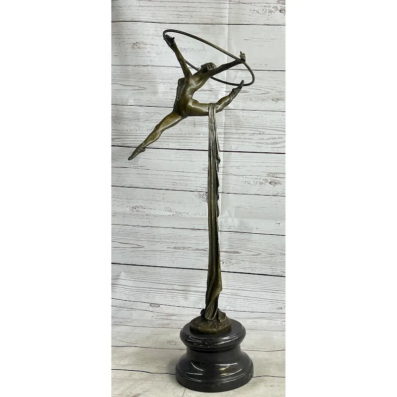 Original Miguel Lopez Gymnast Ballerina Trapeze Artist Bronze Sculpture Figurine