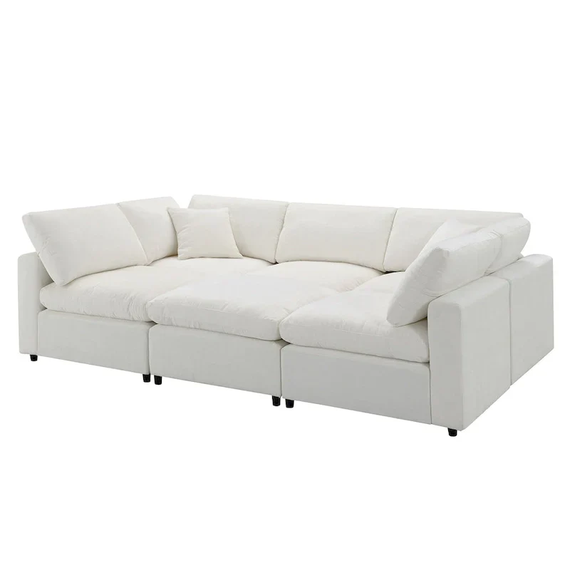 Modular Chenille Cloud Sofa Bed, Convertible U Shaped Sleeper Sofa