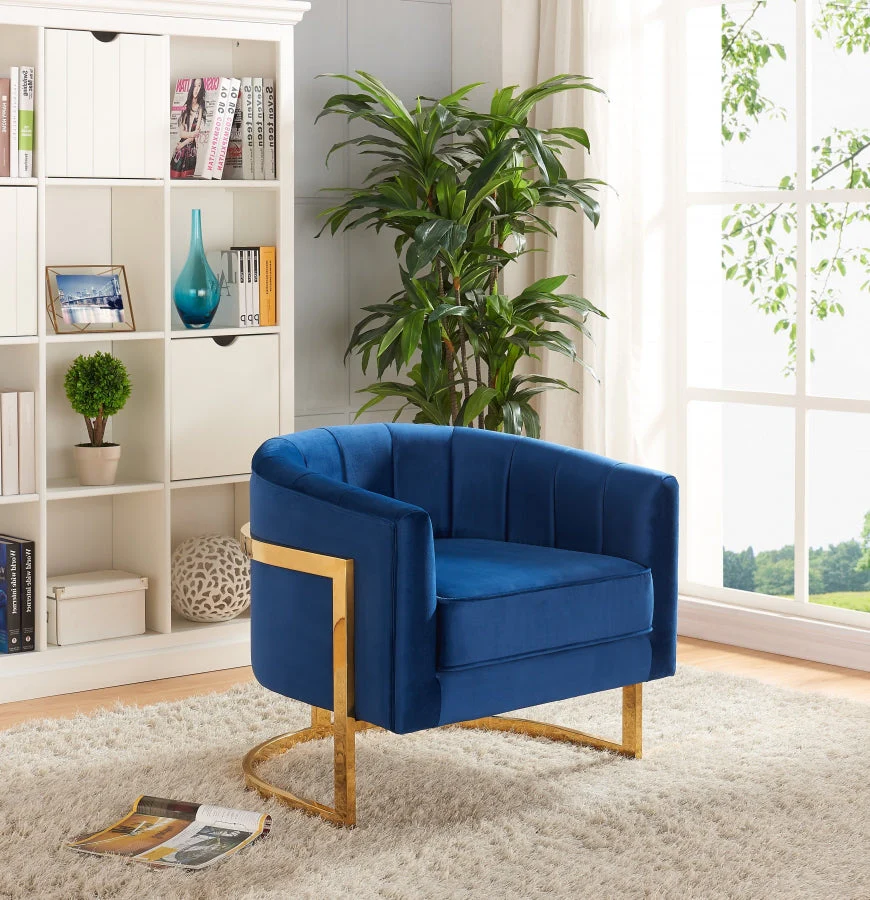 Cara Velvet Accent Chair with Gold Stainless Steel Base in 8 Color Options