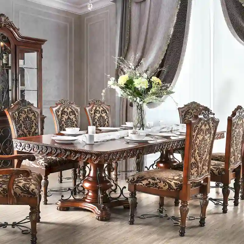 Furniture of America Nald Cherry 120-inch Wood Expandable Dining Table