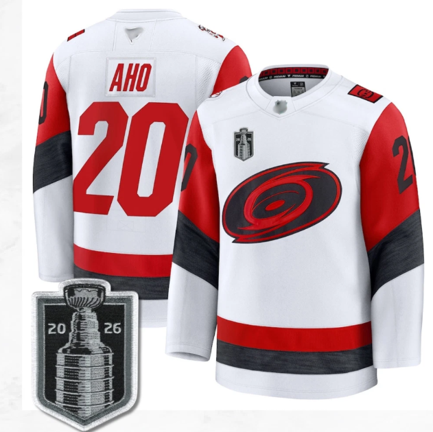Carolina Hurricanes #20 Sebastian Aho 2026 Stanley Cup White Jersey