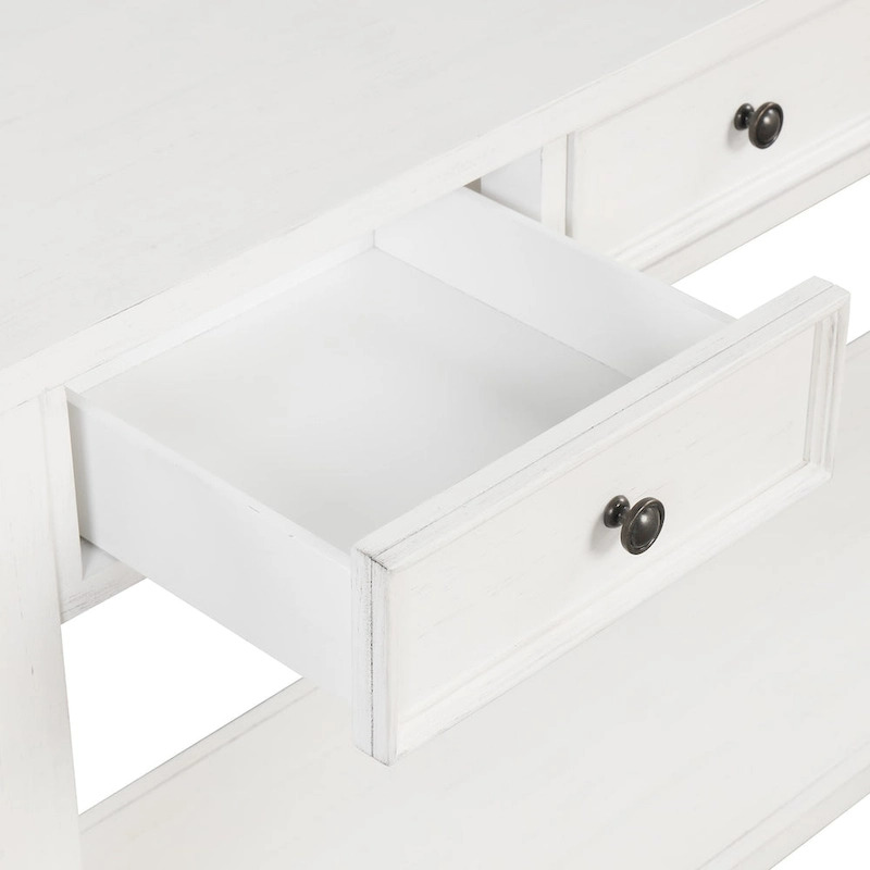 63 Pine Wood Console Table with 4 Drawers and 1 Bottom Shelf