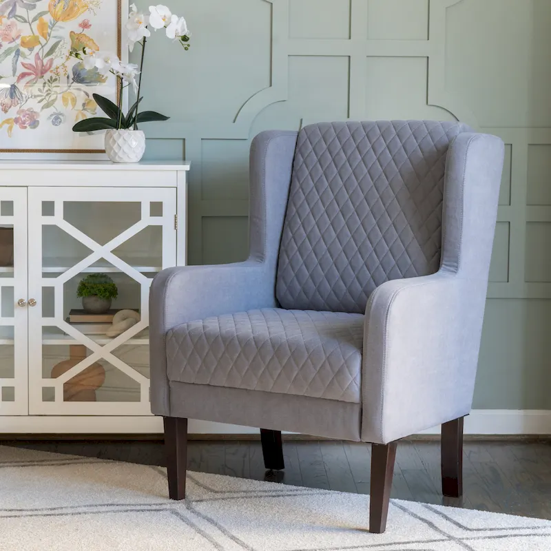 Velvet Upholstered High Wingback Accent Chair – Elegant Living Room Seating