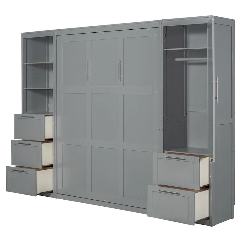 Modern Queen Murphy Bed with Closet and Drawers