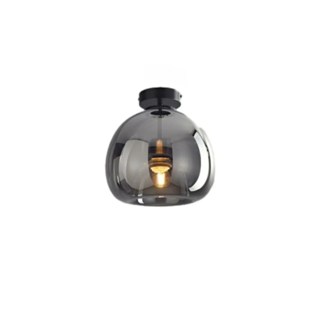 Modern Mini Clear Smoke Glass Dome Semi Flush Ceiling Light