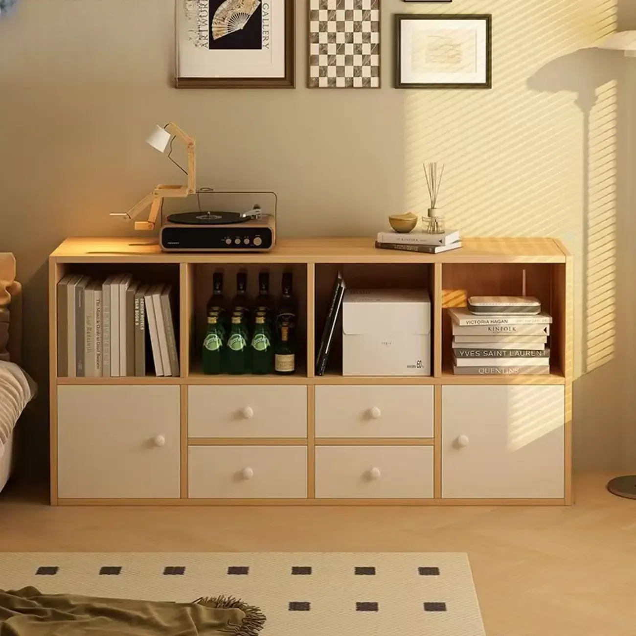 Modern Multi-Layer Brown Lumber Closed Back Bookcase