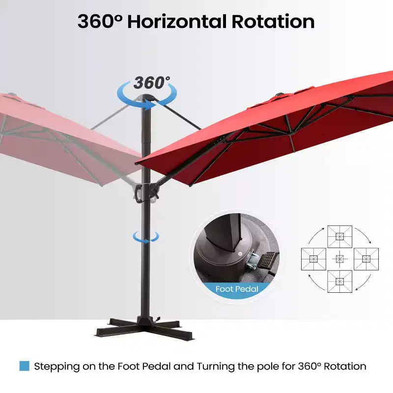 Crestlive Products 9x11FT Cantilever Patio Offset Umbrella 1-Tier Top No Base