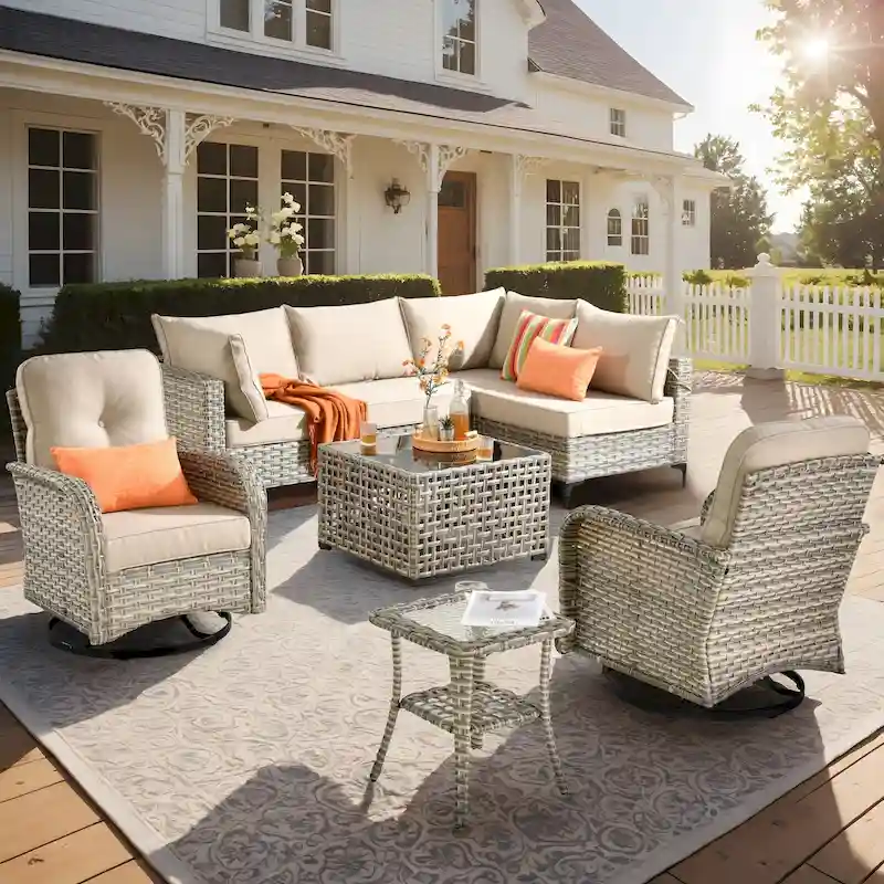 XIZZI 8-piece Patio Furniture Sectional Set with Swivel Chair