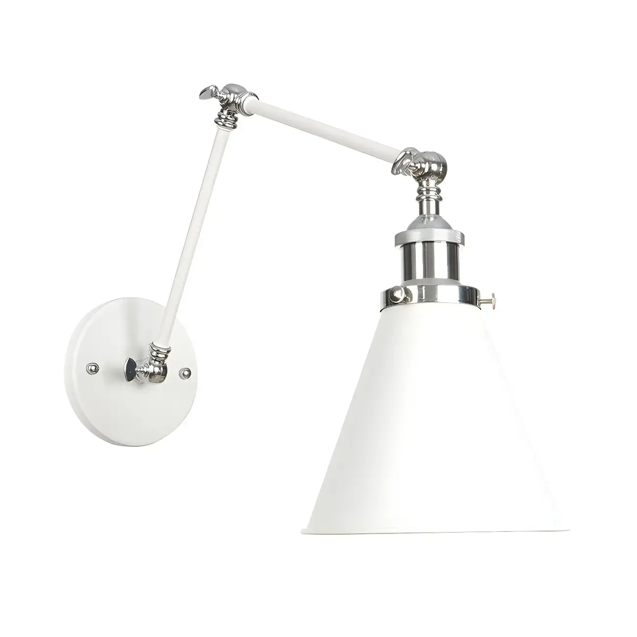 White Metal Adjustable Swing Arm Wall Light with Different Shade