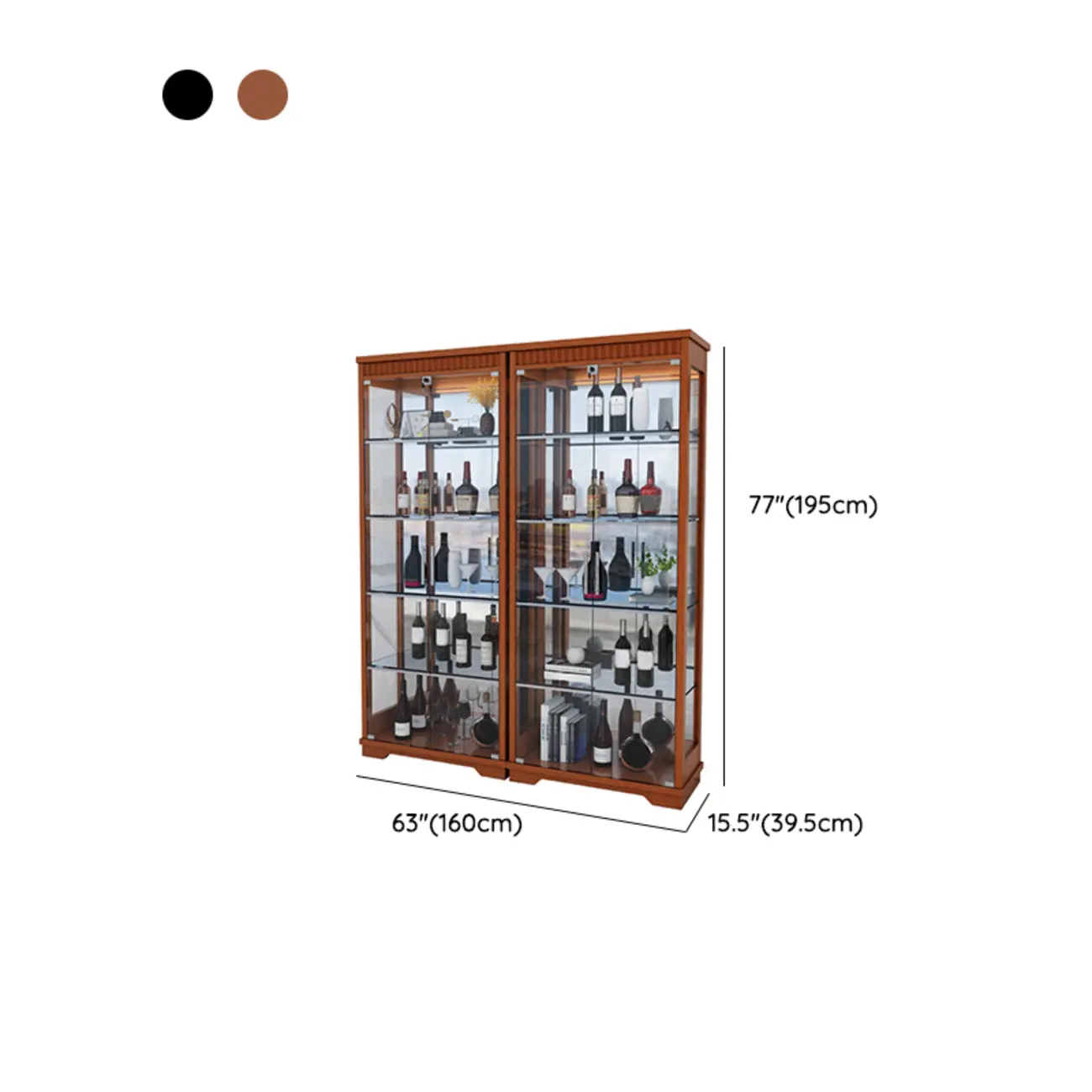 Modern Natural Wood Wine Rack with Glass Shelf