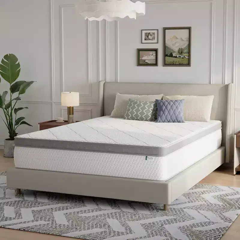Novilla 12 Inch Hybrid Mattress Innerspring Pillow Top Mattresses in a Box, Pressure & Pain Relief, Medium