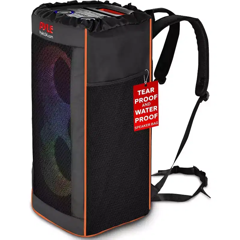 Pyle Waterproof and Tear-Proof Soft Carrying Speaker Bag - Portable Travel Case for Bluetooth Speaker (Black)