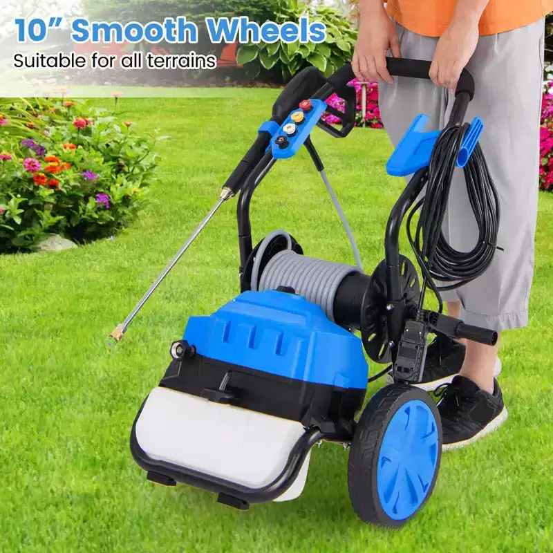 Costway Ironmax Electric Pressure Washer with Wheels 5 Quick Connect Nozzles Soap Bottle spray gun