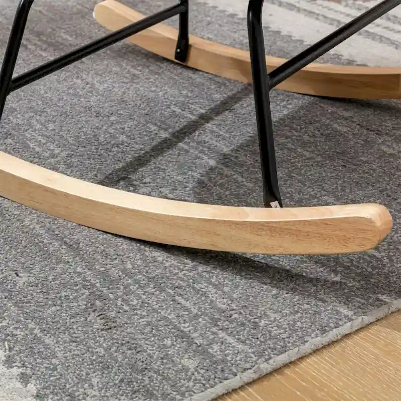 Fabric Padded Seat Rocking Chair With High Backrest And Armrests