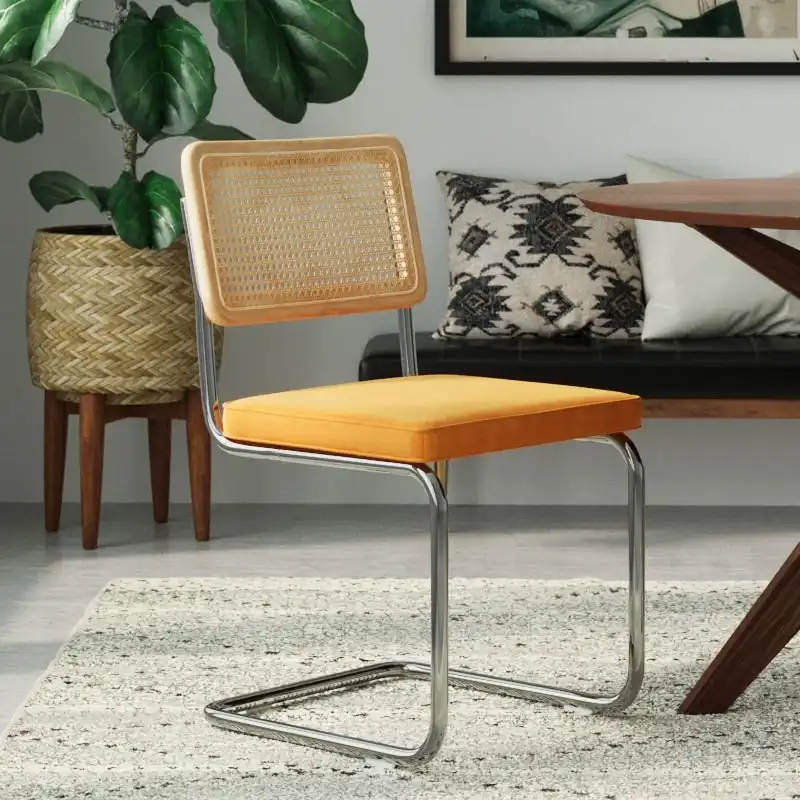 Latham Cane Back Velvet Side Chair (Set of 2)