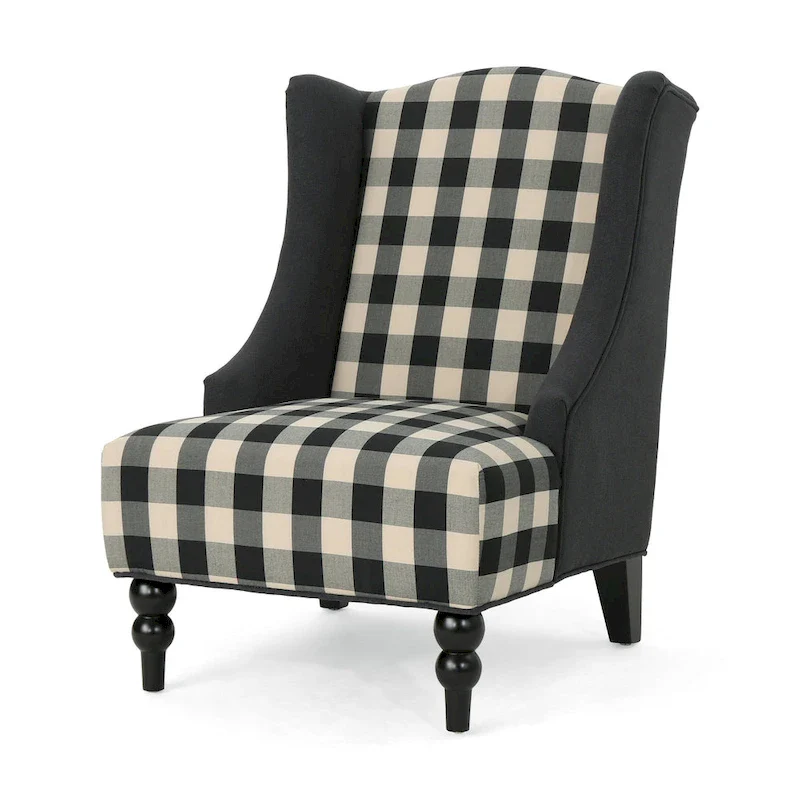 28  High-Back Upholstered Club Chair with Birch Legs