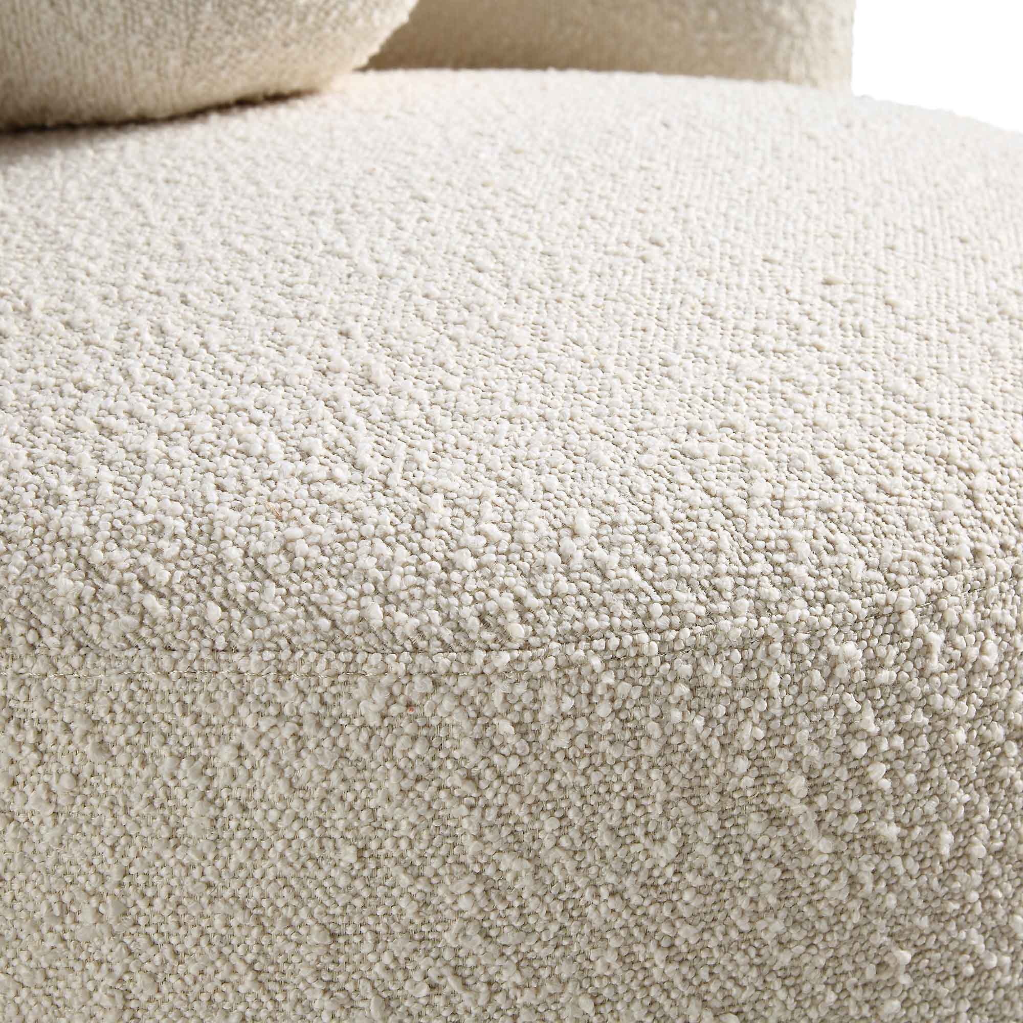 Armchair with Ball Cushion, Ecru Boucle