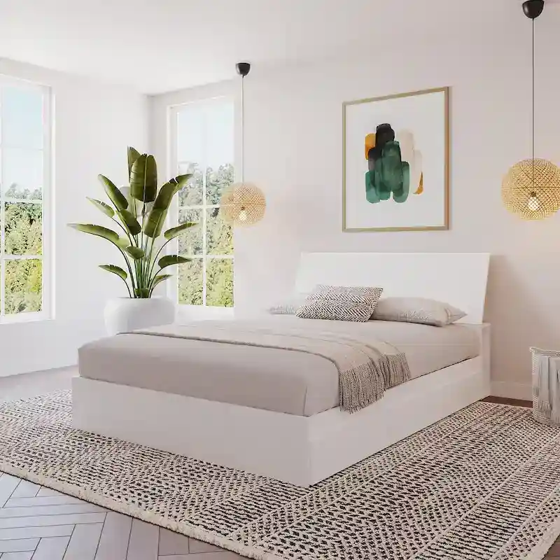 Nexera Paris Storage Bed with Headboard, White