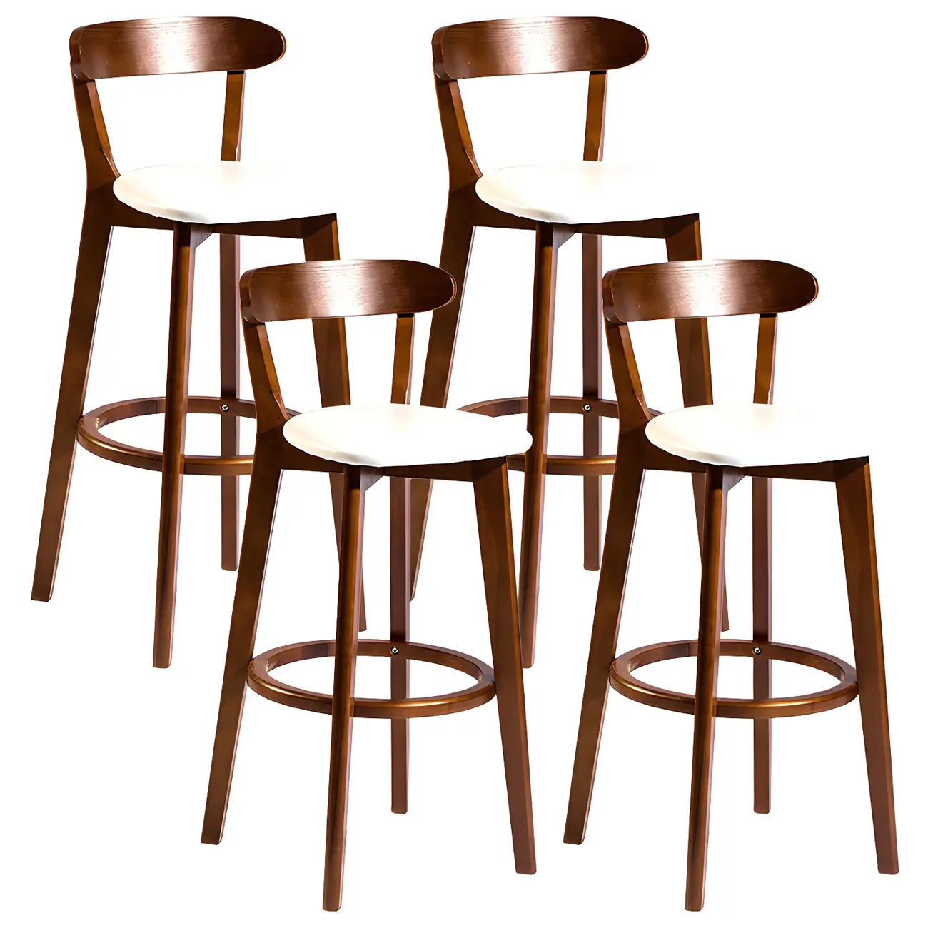 Wooden Upholstered Low Back Bar Height Stools Set of 2
