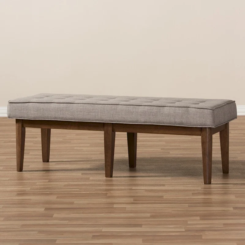 Mid-Century Fabric Button-Tufted Bench by Baxton Studio