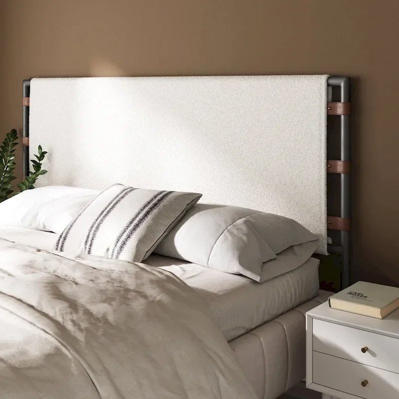 Nathan James Aspen Bed Headboard, Boucle Upholstered Headboard with Matte Metal Frame