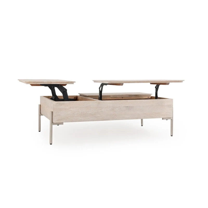 Classic Home Rocklin Mango Wood Lift Top Coffee Table in White
