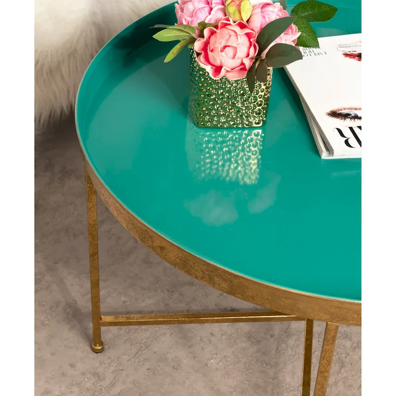 Kate and Laurel Celia Round Metal Coffee Table - 28.25x28.25x19