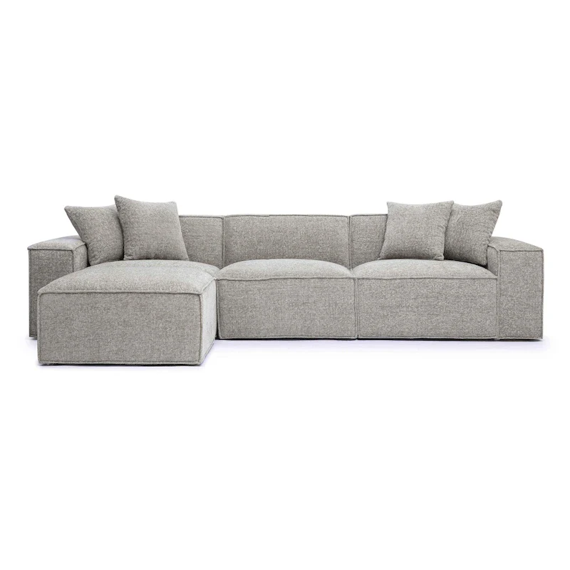 Chenille Basketweave Modular Sectional Sofa - Cream/Charcoal/Taupe - 4-6 Seater