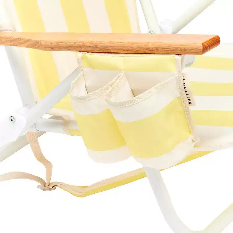 Sunnylife: Deluxe Beach Chair - La Mer Limon Stripe - Yellow Fabric Lounger Seat