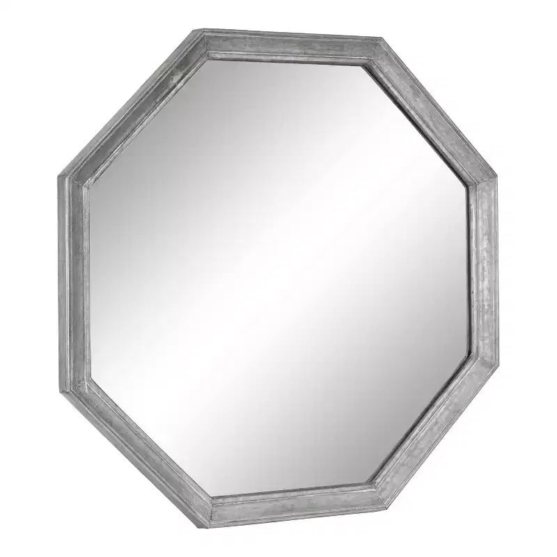 26"x26" Ocono Octagon Mirror Metal Silver - Kate & Laurel All Things Decor: Farmhouse Style, Beveled Edge, Wall Mounted