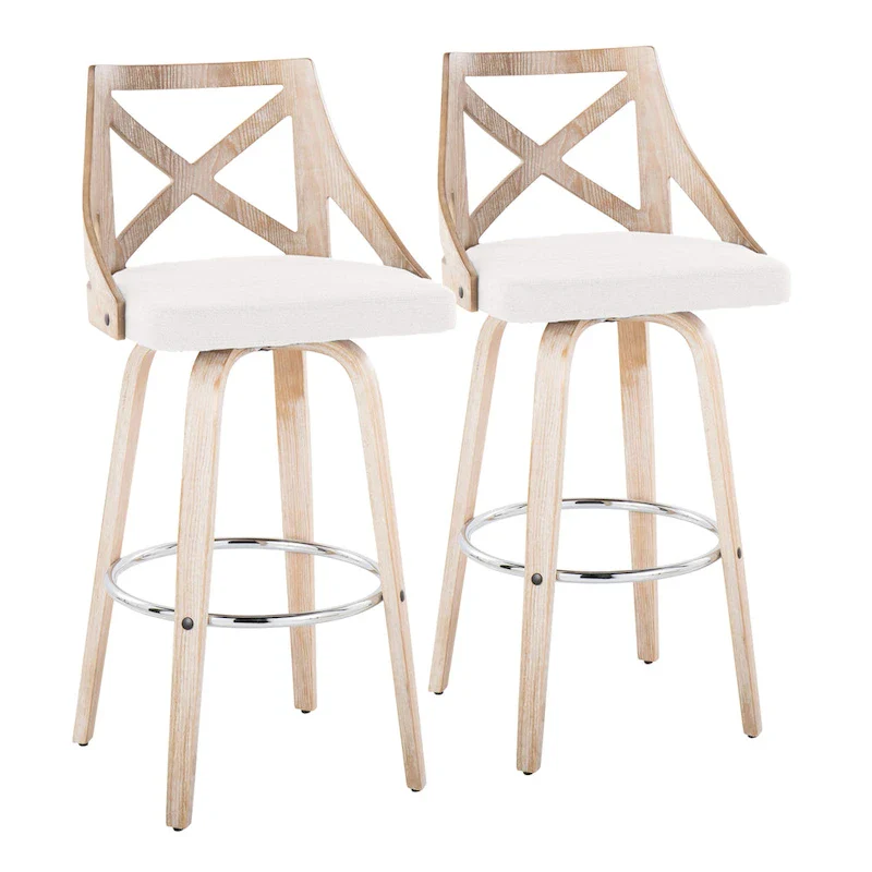 The Gray Barn Charlotte 30 Fixed-Height Bar Stool with Bent Wood Legs (Set of 2)